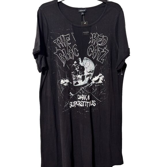 NWT Torrid Womens Black Gray Graphic Casual Wear T-Shirt Dress Size US 2X - Picture 1 of 8